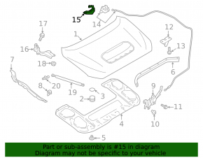 Subaru XV Crosstrek 13-17 interior hood lock release handle without cable, with bracket