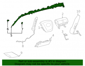 Left side curtain airbag for Toyota Sienna 2021-2024