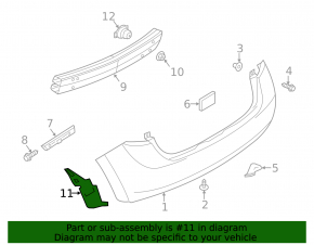 Rear right mudguard Nissan Versa Note 13-16 pre-restoration rear part