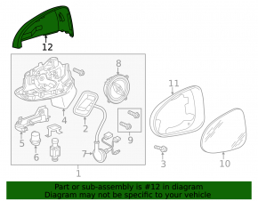 Right mirror cover VW Touareg 11-14