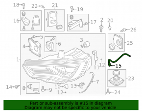 Right headlight hose Audi A3 8V 15-16