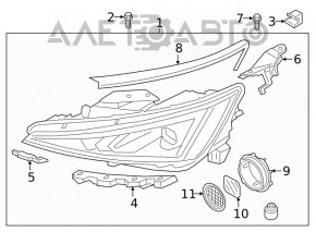 Right front headlight Hyundai Elantra AD 19-20 USA LED