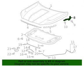 Hood hinge left GMC Terrain 18-