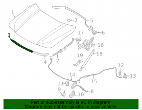 Central hood seal for BMW X2 F39 18-23