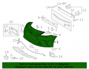 Front bumper bare Toyota Prius V 12-14 pre-rest for parking sensor and washer