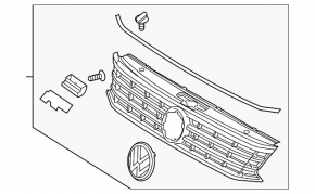 Radiator grill with badge VW Passat b8 16-19 USA R-Line, sand