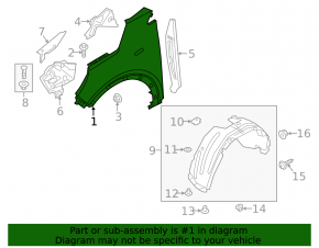 Front right wing Kia Sorento 16-20