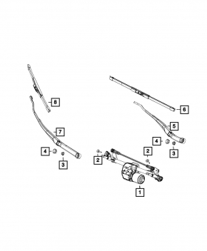 Chrysler 200 15-17 Windscreen Wiper Linkage with Motor