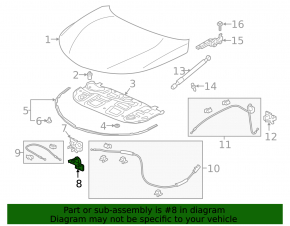 Acura ILX 19-22 hood release lever under the hood