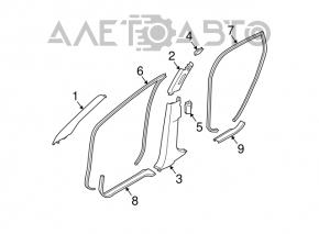 Front pillar trim, left, Nissan Murano z50 03-05, gray