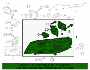 Front right headlight assembly for VW Touareg 11-14
