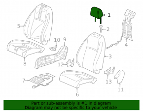 Front left headrest for Honda Civic XI FE/FL 22-24 4d, gray fabric