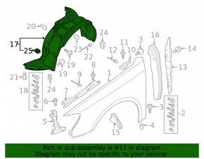 Front left mudguard Audi A3 8V 15-16 4d