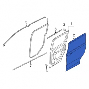 Door trim card rear left Ford Transit Connect MK2 13-18 passenger black