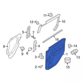 Door trim card rear left Ford Transit Connect MK2 13-18 passenger black