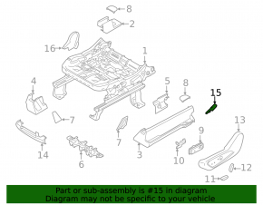 Right side passenger seat trim for Ford Edge 15-24, black, electrically powered