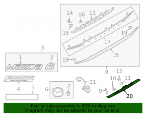 Trunk lid number plate illumination strip Mazda 6 18-21