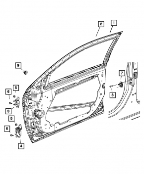 Door bare front left Chrysler 200 11-14