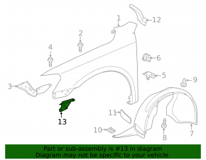 Front left fender bracket VW Passat b8 16-19 USA small