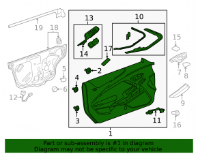 Door trim panel front left Chevrolet Camaro 16- black