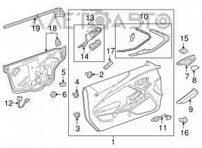 Door trim panel front left Chevrolet Camaro 16- black