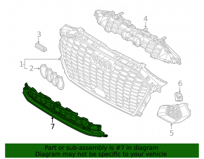 The lower grille of the front bumper of the Audi A3 22-24 is black, the fasteners are broken