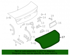 Audi A3 trunk lid seal 22-26
