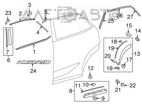 Rear left wing arch trim for Lexus NX200t NX300 NX300h 15-21 on the door