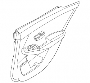 Door trim card rear right Nissan Sentra 20 - black with black insert plastic, armrest black leather, scuffs, scratches