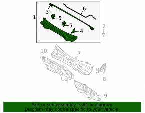 Kia Sorento 21-24 HEV, PHEV plastic windshield wiper grille with seal