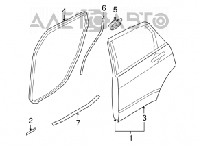 Rear right door assembly for Ford Focus USA 2011, silver trim