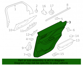 Jaguar F-Pace X761 17-20 front right door trim, black leather with white stitching