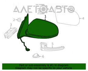 Left side mirror complete Jeep Cherokee KL 19-21 turn signal, heating, backlight