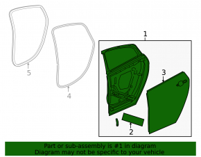 Door assembly rear right Chevrolet Volt 16- keyless, graphite GA6, butt
