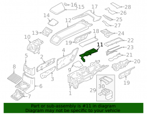 Upper center console trim Volvo XC90 16-25 T8, B5, B6, type 1, gloss black