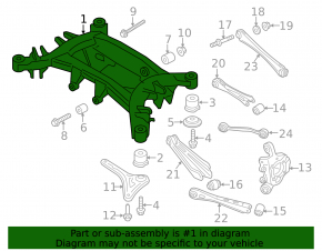 Rear subframe BMW X3 F25 11-17 rusty, 2 silent parts torn, 2 silent parts cracked