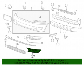 Front bumper grille left VW Passat b7 12-15 USA without fog lights SIGNEDA