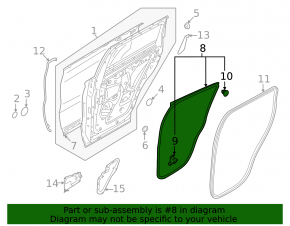 Mitsubishi Outlander 22-25 rear right door seal