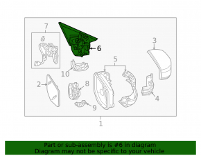 Right side mirror base for Acura TLX 18-20 for automatic folding