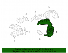 Front exhaust manifold with catalytic converter for Toyota Sienna 11-16 3.5, rusty