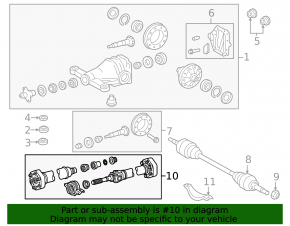 Driveshaft cardan Lexus LS460 07-12 rwd front