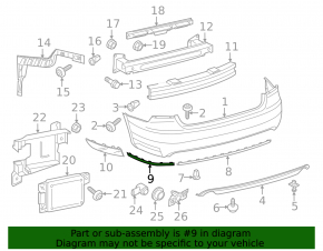 Rear bumper molding right VW Passat b8 16-19 USA chrome, broken mount