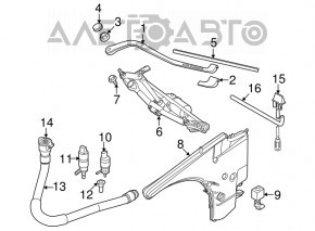 BMW 3 F30 12-18 heated windshield wiper nozzles with broken mounts