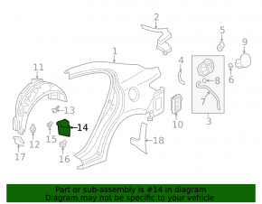 Mudguard rear bumper right Acura ILX 13-15