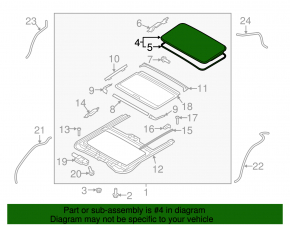 Sunroof glass Hyundai Elantra 21-