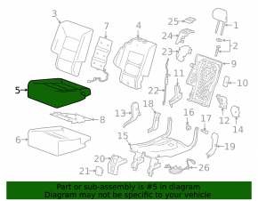 Rear seat, 2nd row, lower right side, Chevrolet Equinox 22-24, black and gray cloth, dry cleanable
