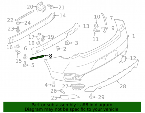 Upper left rear bumper mount for Infiniti Q60 17-20