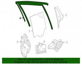 Upper rear right door molding for Volkswagen ID.4 23-25 black with glass seal