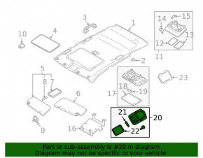 Ceiling light passenger Nissan Murano z50 03-08