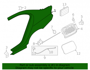 Quarter wing rear left BMW 5 F10 11-16